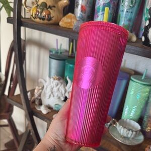 Starbucks Summer Collection 24oz Neon Pink Tumbler with Straw